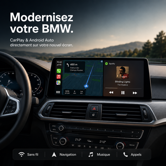Écran CarPlay Sans Fil 10,25" pour BMW Séries 1 2 3 4 | Apple CarPlay & Android Auto | NEXDRIVE