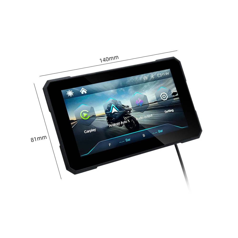 Écran GPS Moto 5" – Apple CarPlay & Android Auto | Étanche IPX7 | Détachable Anti-vol