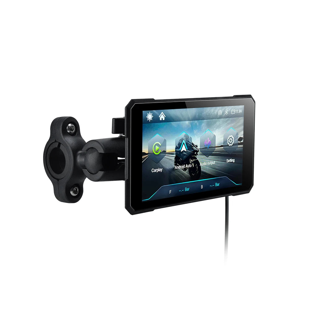 Écran GPS Moto 5" – Apple CarPlay & Android Auto | Étanche IPX7 | Détachable Anti-vol